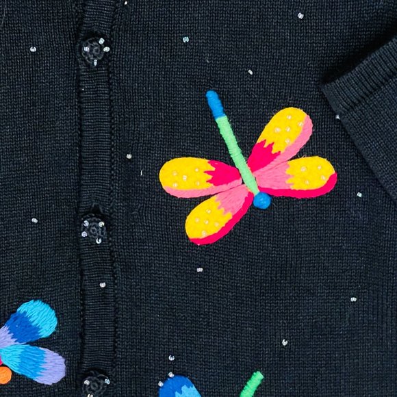 Talbots embroidered dragonfly cardigan M - Picture 7 of 9